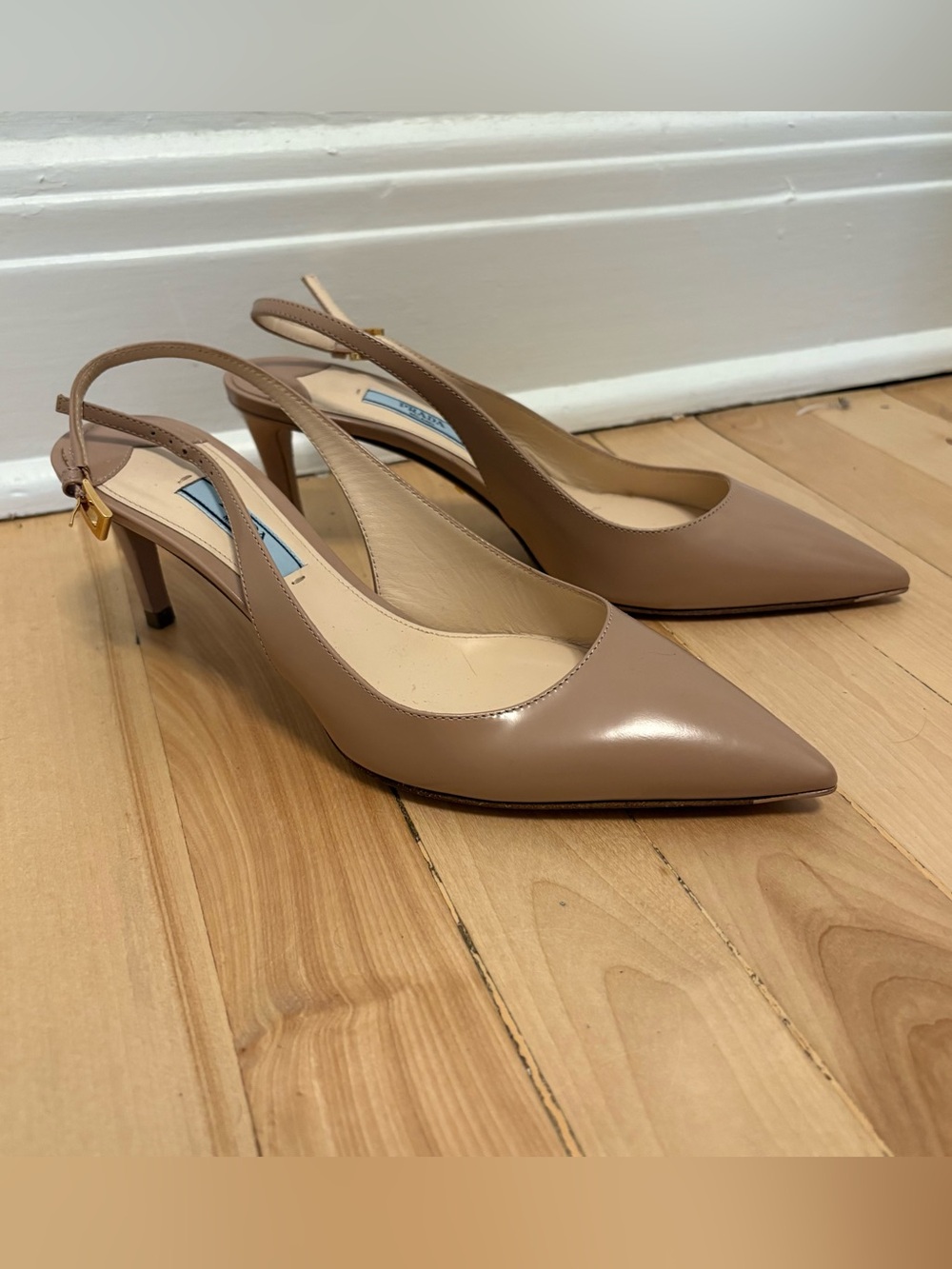 Classic Prada Pointed-Toe Slingback Pumps